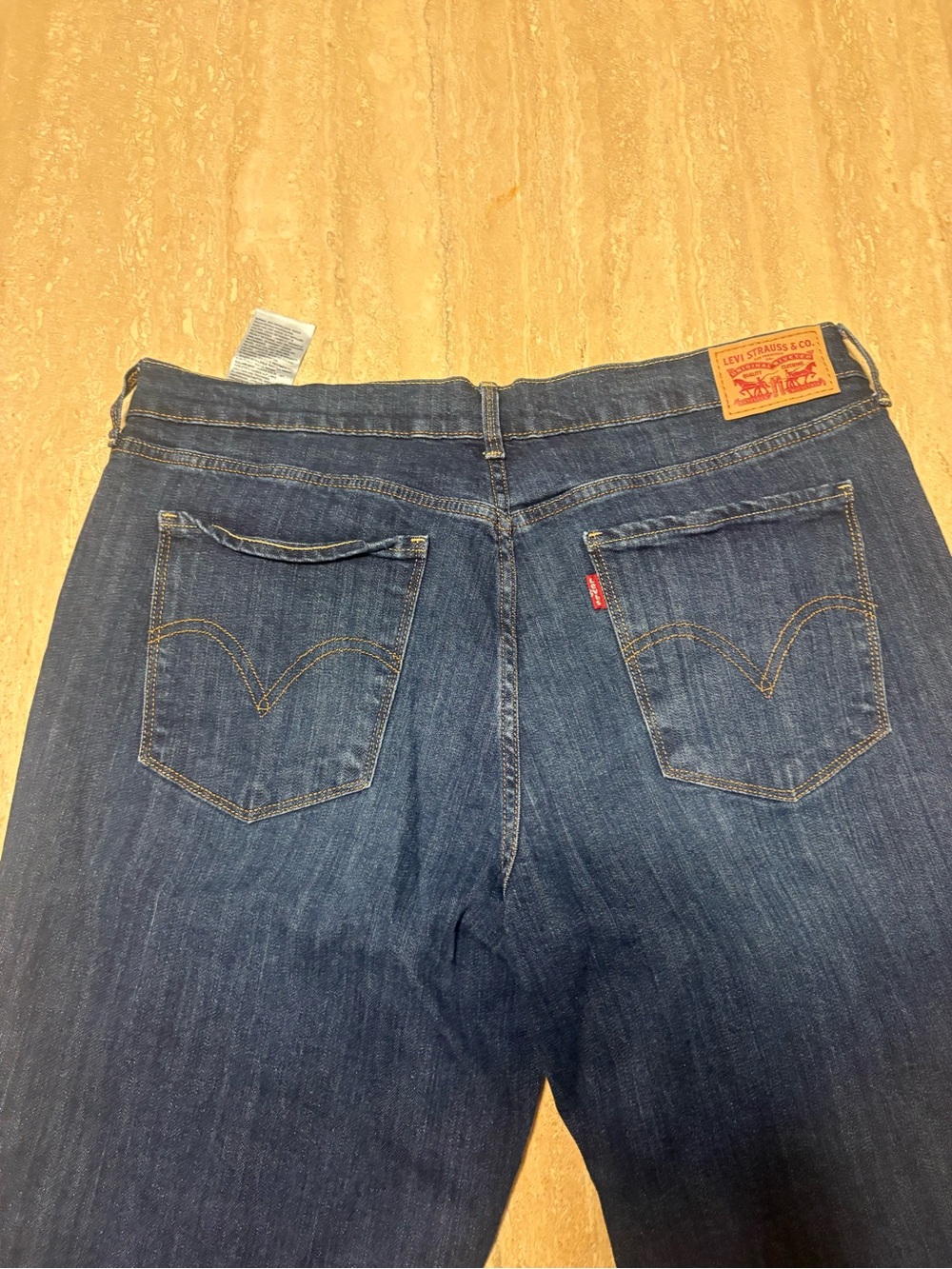 Levis 505 Straight Leg Jeans Womens 14 Medium L32 Dark Wash Stretch Denim - Picture 2 of 6